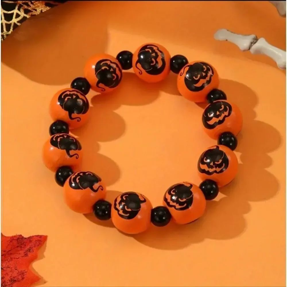 3 for 26$ - Orange & Black Pumpkin Beaded Halloween Bracelet